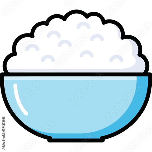A bowl of white rice, a simple and healthy food staple, presented in a light blue bowl