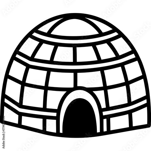Illustration of an igloo with a black doorway area on transparent background