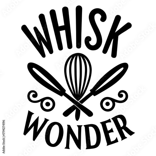 Whisk wonder kitchen design with crossed whisks art on transparent background