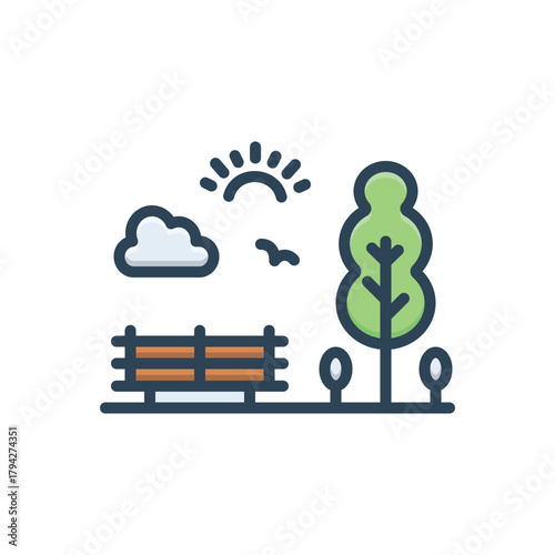 Color illustration icon for green spaces