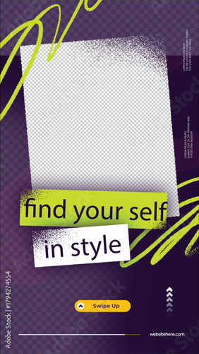 Stylish man poses confidently with text overlay find yourself in style