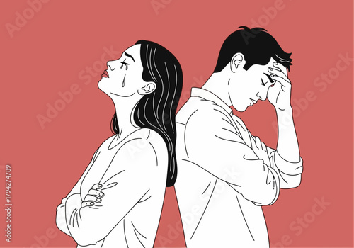 Couple arguing and crying, relationship problems, emotional distress, and conflict between a man and a woman