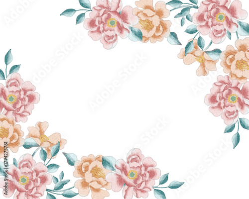 Vintage Warn Peony Flower Border