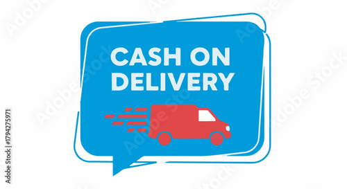 Cash on Delivery icon for e-commerce, shipping, and payment services with fast delivery truck vector