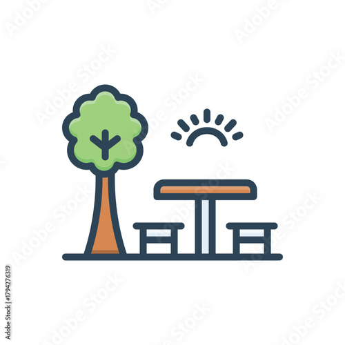 Color illustration icon for picnic areas