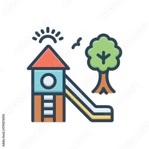 Color illustration icon for recreational amenities