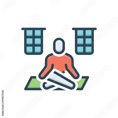 Color illustration icon for yoga studio