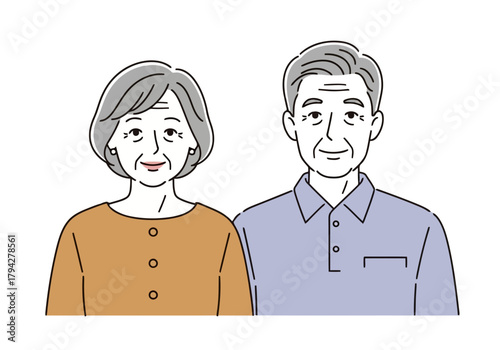 Portrait of an elderly couple, a senior man and woman smiling together