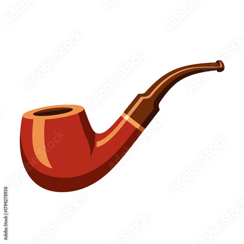 A classic red briar wood smoking pipe with a dark brown stem