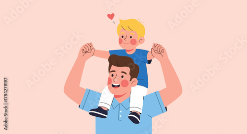 Father carrying his son on his shoulders, happy family moment, fatherhood, love, childhood, togetherness, parenting, joy, affection
