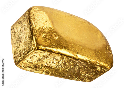 Raw unprocessed gold nugget isolated object