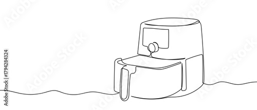 One continuous line of oil-free fryer Air fryer Vector illustration. Simple line illustration. Editable stroke.
