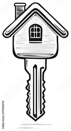 House shape key symbol for real estate and property ownership