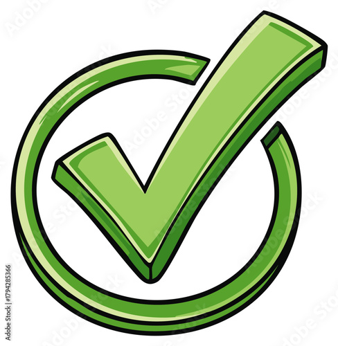 Green check mark symbol inside a circle, representing approval or correctness