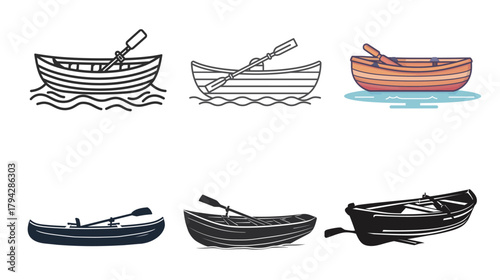 Rowing boat outline icon – simple line style symbol