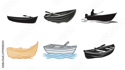 Rowing boat outline icon – simple line style symbol