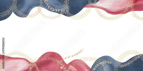 Watercolor border background with decorative edge treatments 