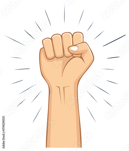 Fist Raised Up Symbol of Strength Power Resistance Fight Protest