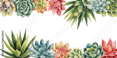 Watercolor succulent background with desert plant inspired color scheme