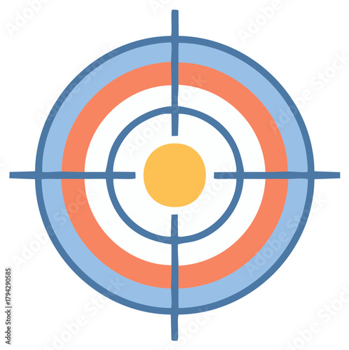 Stylized Target with Concentric Circles and Crosshairs Design Element
