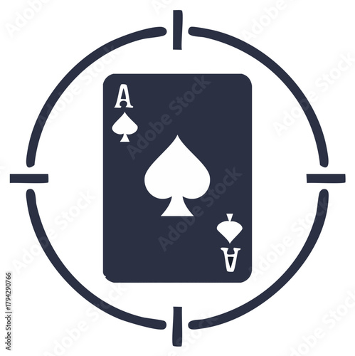 Ace of Spades Playing Card Inside a Target Reticle