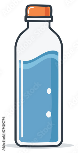 Illustration of a filled water bottle with a cap