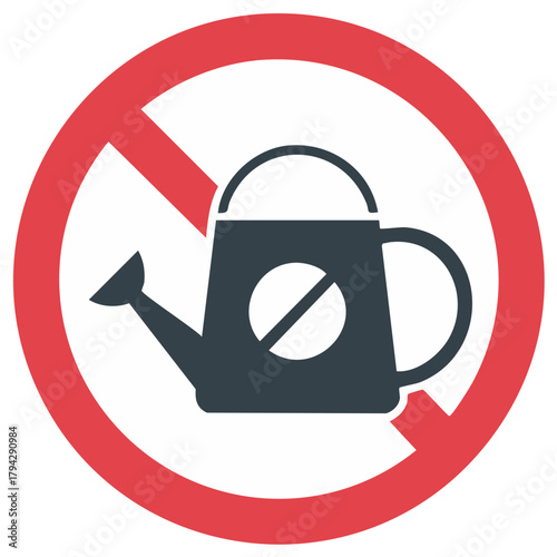 No watering allowed red prohibition sign with garden watering can icon