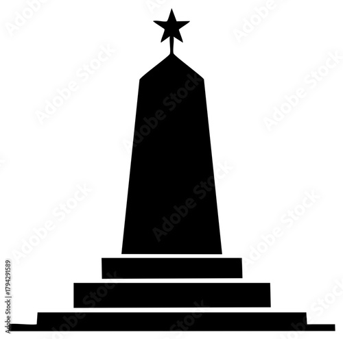 Monument Silhouette with Star on Top Symbolic Architecture Vector Design Element for Creative Projects