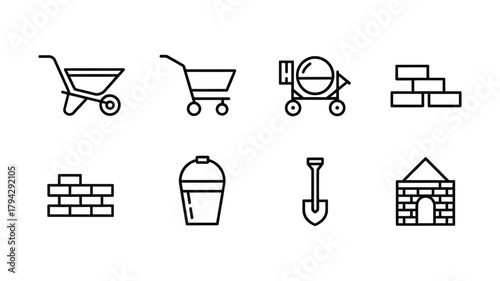 Construction tools and materials icons set