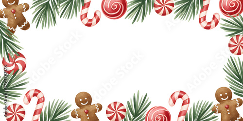 christmas frame with holly berries