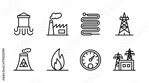 Set of industrial and energy related icons