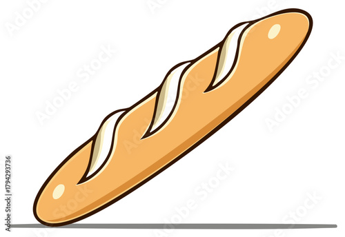 Freshly Baked Long French Bread Loaf with Golden Crust and Signature Slits