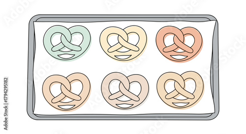 Pretzel dough shaped in hearts on baking sheet ready for baking  