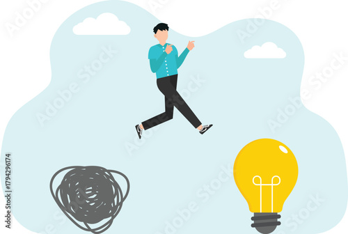 Change new ideas for the better. A business woman jumps out of the hustle and bustle for creativity
