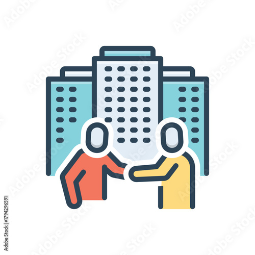 Color illustration icon for alliance building