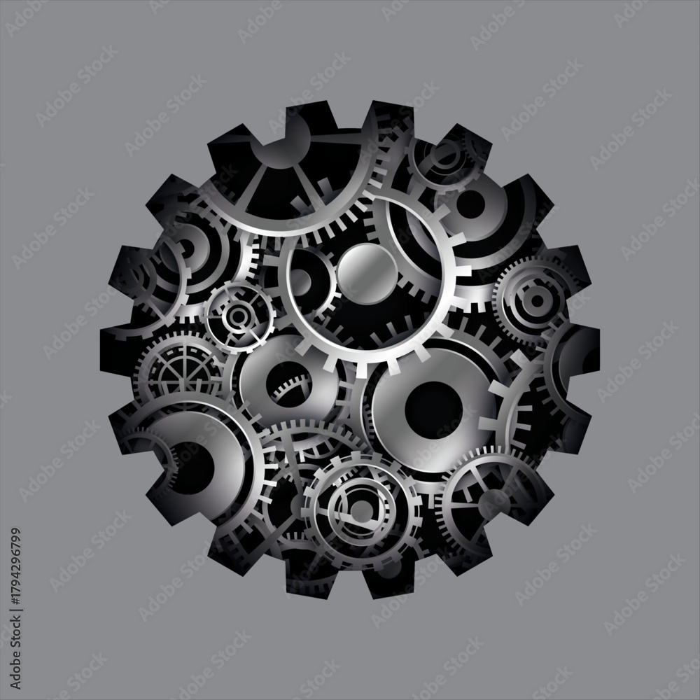 custom made wallpaper toronto digitalMechanical Harmony: An intricate collection of metallic gears interlocks seamlessly, symbolizing the precision and coordination inherent in complex machinery and innovation.