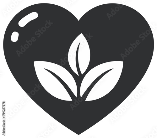 Healthy heart featuring botanical foliage symbolizing natural well being vector icon
