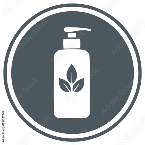 Natural organic plant based soap lotion sanitizer dispenser pump bottle icon graphic illustration