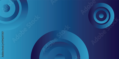 Abstract blue gradient background with three-dimensional concentric circles creating a modern design.
