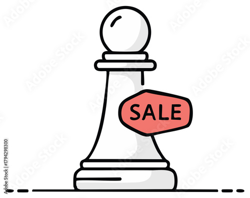Chess pawn with sale tag signifies a strategic deal or offer
