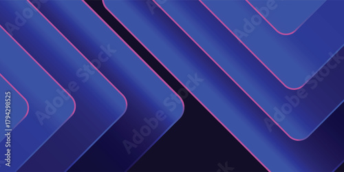 Abstract background with layered blue and purple geometric shapes with pink outlines creating a sense of depth and movement.