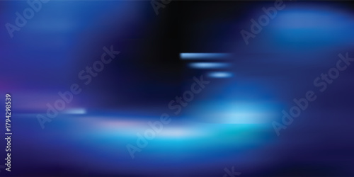 Abstract dark blue background with glowing cyan light streaks and a motion blur effect.