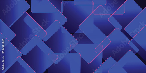Abstract background with overlapping blue geometric shapes and pink outlines creating a sense of depth.