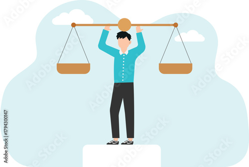 Business woman holding scales. business justice concept
