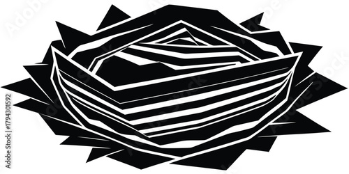 Abstract geometric pattern with jagged lines and sharp angles, modern black and white art