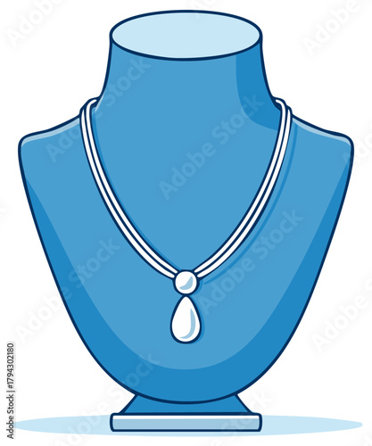 Elegant teardrop necklace displayed on a mannequin, creating a sophisticated aesthetic for fashion, jewelry design, and luxury accessories