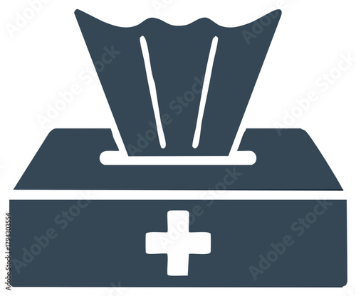 Box of wipes symbol with plus medical healthcare design icon for cleaning or sanitizing