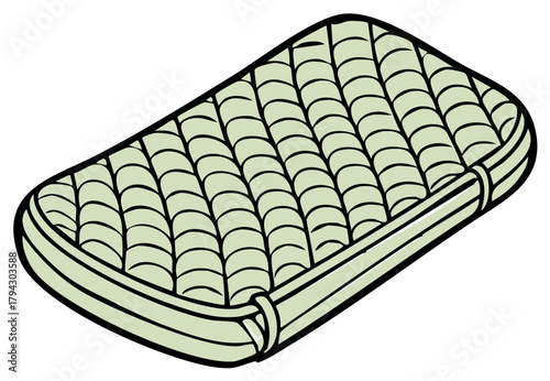 Illustration of a Light Green Quilted Mattress with Black Outline