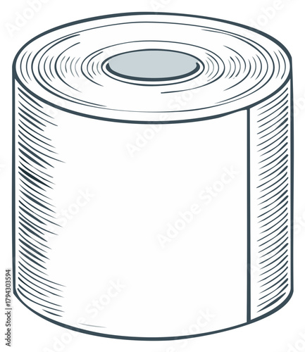 Sketch style toilet paper roll an essential household item for personal hygiene