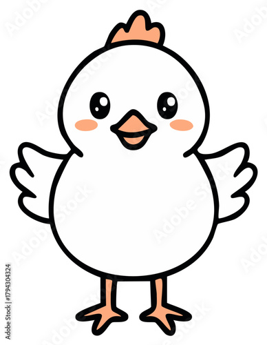 Adorable cartoon chick happy character illustration with big eyes and rosy cheeks